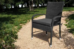 Outlet Rocking Basic Stapelstuhl, grau/braun-meliert, Polyrattan, 56 x 64 x 92 cm, inkl. Polster Polyrattan-Gartenmöbel|Gartenstühle & Gartensessel