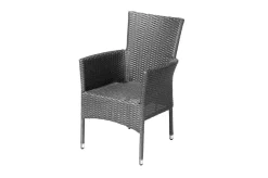 New Rocking Basic Stapelsessel, grau/braun-meliert, Polyrattan, 59 x 62 x 92 cm, inkl. Polster Polyrattan-Gartenmöbel|Gartenstühle & Gartensessel
