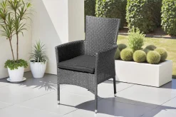 New Rocking Basic Stapelsessel, grau/braun-meliert, Polyrattan, 59 x 62 x 92 cm, inkl. Polster Polyrattan-Gartenmöbel|Gartenstühle & Gartensessel