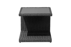 Outlet Rocking Beistelltisch, grau/braun-meliert, Polyrattan, 50x45x50 cm, Glasplatte in Steinoptik Gartentische|Polyrattan-Gartenmöbel