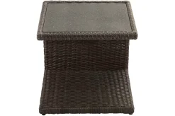Outlet Rocking Beistelltisch, grau/braun-meliert, Polyrattan, 50x45x50 cm, Glasplatte in Steinoptik Gartentische|Polyrattan-Gartenmöbel