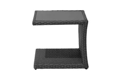 Outlet Rocking Beistelltisch, grau/braun-meliert, Polyrattan, 50x45x50 cm, Glasplatte in Steinoptik Gartentische|Polyrattan-Gartenmöbel