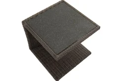 Outlet Rocking Beistelltisch, grau/braun-meliert, Polyrattan, 50x45x50 cm, Glasplatte in Steinoptik Gartentische|Polyrattan-Gartenmöbel