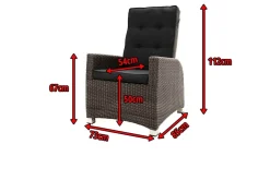 Hot Rocking Comfort Dining / Lounge Sessel, grau/braun-meliert, Polyrattan, verstellbar Polyrattan-Gartenmöbel|Gartenstühle & Gartensessel