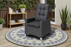 Hot Rocking Comfort Dining / Lounge Sessel, grau/braun-meliert, Polyrattan, verstellbar Polyrattan-Gartenmöbel|Gartenstühle & Gartensessel