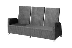 Rocking Comfort Dining / Lounge 3-Sitzer Sofa, grau/braun-meliert, Polyrattan, 210x85x112 cm, verstellbar Polyrattan-Gartenmöbel|Gartenbänke & Gartensofas