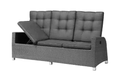 Rocking Comfort Dining / Lounge 3-Sitzer Sofa, grau/braun-meliert, Polyrattan, 210x85x112 cm, verstellbar Polyrattan-Gartenmöbel|Gartenbänke & Gartensofas