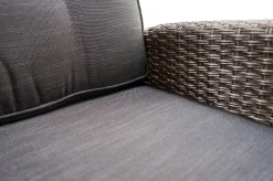 Rocking Comfort Garten-Essgruppe, grau/braun-meliert, Polyrattan, Tisch 220 x 100 cm, 3 Loungesessel+3-Sitzer Polyrattan-Gartenmöbel|Garten-Essgruppen