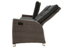 Rocking Comfort Garten-Essgruppe, grau/braun-meliert, Polyrattan, Tisch 220 x 100 cm, 3 Loungesessel+3-Sitzer Polyrattan-Gartenmöbel|Garten-Essgruppen