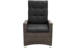 Rocking Comfort Garten-Essgruppe, grau/braun-meliert, Polyrattan, Tisch 220 x 100 cm, 3 Loungesessel+3-Sitzer Polyrattan-Gartenmöbel|Garten-Essgruppen