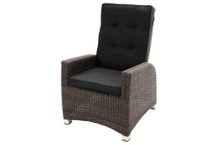 Rocking Comfort Garten-Essgruppe, grau/braun-meliert, Polyrattan, Tisch 220 x 100 cm, 3 Loungesessel+3-Sitzer Polyrattan-Gartenmöbel|Garten-Essgruppen