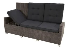 Rocking Comfort Garten-Essgruppe, grau/braun-meliert, Polyrattan, Tisch 220 x 100 cm, 3 Loungesessel+3-Sitzer Polyrattan-Gartenmöbel|Garten-Essgruppen