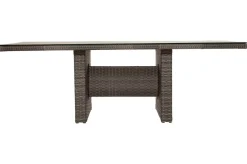 Rocking Comfort Garten-Essgruppe, grau/braun-meliert, Polyrattan, Tisch 220 x 100 cm, 3 Loungesessel+3-Sitzer Polyrattan-Gartenmöbel|Garten-Essgruppen