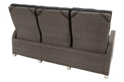 Rocking Comfort Garten-Essgruppe, grau/braun-meliert, Polyrattan, Tisch 220 x 100 cm, 3 Loungesessel+3-Sitzer Polyrattan-Gartenmöbel|Garten-Essgruppen