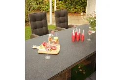 Discount Rocking Comfort Garten-Essgruppe, grau/braun-meliert, Polyrattan, Tisch 220 x 100 cm, 6-7 Personen Polyrattan-Gartenmöbel|Garten-Essgruppen