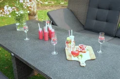 Discount Rocking Comfort Garten-Essgruppe, grau/braun-meliert, Polyrattan, Tisch 220 x 100 cm, 6-7 Personen Polyrattan-Gartenmöbel|Garten-Essgruppen