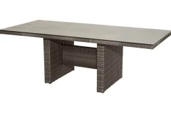 Sale Rocking Comfort Set, grau/braun-meliert, Polyrattan, Tisch 220 x 100 cm, 6 Personen Polyrattan-Gartenmöbel|Garten-Essgruppen