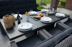 Sale Rocking Comfort Set, grau/braun-meliert, Polyrattan, Tisch 220 x 100 cm, 6 Personen Polyrattan-Gartenmöbel|Garten-Essgruppen