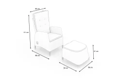 Clearance Rocking Dining Sessel, grau/braun-meliert, Polyrattan, verstellbar, mit Fußhocker Polyrattan-Gartenmöbel|Gartenstühle & Gartensessel