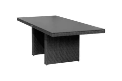 Rocking Dining Tisch, grau/braun-meliert, Polyrattan, 220 x 100 cm, Glasplatte in Steinoptik Gartentische|Polyrattan-Gartenmöbel