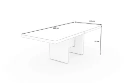 Rocking Dining Tisch, grau/braun-meliert, Polyrattan, 220 x 100 cm, Glasplatte in Steinoptik Gartentische|Polyrattan-Gartenmöbel