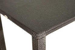 Sale Rocking Garten-Essgruppe, grau/braun-meliert, Polyrattan, Tisch 90 x 90 cm, 4 Stapelstühle, Glasplatte in Steinoptik Polyrattan-Gartenmöbel|Garten-Essgruppen