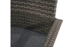 Sale Rocking Garten-Essgruppe, grau/braun-meliert, Polyrattan, Tisch 90 x 90 cm, 4 Stapelstühle, Glasplatte in Steinoptik Polyrattan-Gartenmöbel|Garten-Essgruppen