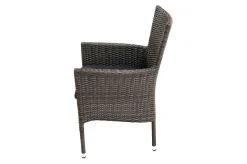 Hot Rocking Garten-Essgruppe, grau/braun-meliert, Polyrattan, Tisch 90 x 90 cm, 4 Stapelsessel, Glasplatte in Steinoptik Polyrattan-Gartenmöbel|Garten-Essgruppen