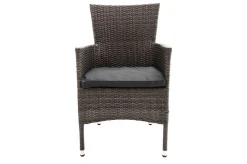 Hot Rocking Garten-Essgruppe, grau/braun-meliert, Polyrattan, Tisch 90 x 90 cm, 4 Stapelsessel, Glasplatte in Steinoptik Polyrattan-Gartenmöbel|Garten-Essgruppen