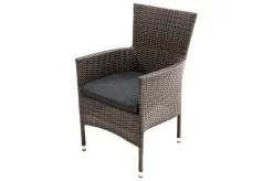 Hot Rocking Garten-Essgruppe, grau/braun-meliert, Polyrattan, Tisch 90 x 90 cm, 4 Stapelsessel, Glasplatte in Steinoptik Polyrattan-Gartenmöbel|Garten-Essgruppen