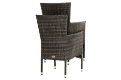 Hot Rocking Garten-Essgruppe, grau/braun-meliert, Polyrattan, Tisch 90 x 90 cm, 4 Stapelsessel, Glasplatte in Steinoptik Polyrattan-Gartenmöbel|Garten-Essgruppen