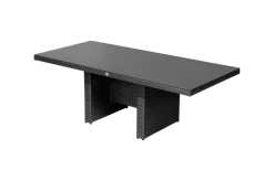 Rocking Garten-Essgruppe, grau/schwarz, Polyrattan, Tisch 220 x 100 cm, 6 Sessel Polyrattan-Gartenmöbel|Garten-Essgruppen
