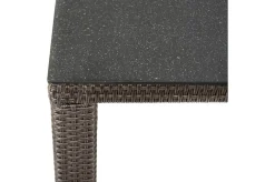 Clearance Rocking Garten-Essgruppe, grau/braun-meliert, Polyrattan, Tisch 180 x 110 cm, 4 Sessel Polyrattan-Gartenmöbel|Garten-Essgruppen