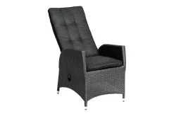 Hot Rocking Garten-Essgruppe, grau/braun-meliert, Polyrattan, Tisch 180 x 110 cm, 6 Sessel Polyrattan-Gartenmöbel|Garten-Essgruppen