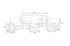 Online Rocking Gartenlounge, grau/braun-meliert, Polyrattan, 5-6 Personen, inkl. Sonnendach Polyrattan-Gartenmöbel|Gartenlounge