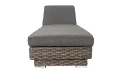 Outlet Rollliege, grau, Polyrattan, 200x70x27,5cm, Rückenlehne 5-fach verstellbar Polyrattan-Gartenmöbel|Gartenliegen