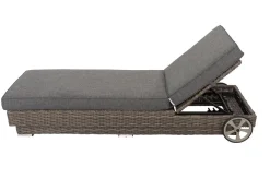 Outlet Rollliege, grau, Polyrattan, 200x70x27,5cm, Rückenlehne 5-fach verstellbar Polyrattan-Gartenmöbel|Gartenliegen