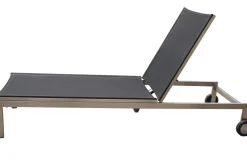 Outlet Rollliege, schwarz, Edelstahl/Textilene, verstellbare Rückenlehne, 212x71x36cm Edelstahl-Gartenmöbel|Gartenliegen