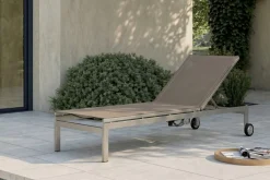 Clearance Rollliege, taupe, Edelstahl/Textilene, verstellbare Rückenlehne, 212x71x36cm Gartenliegen
