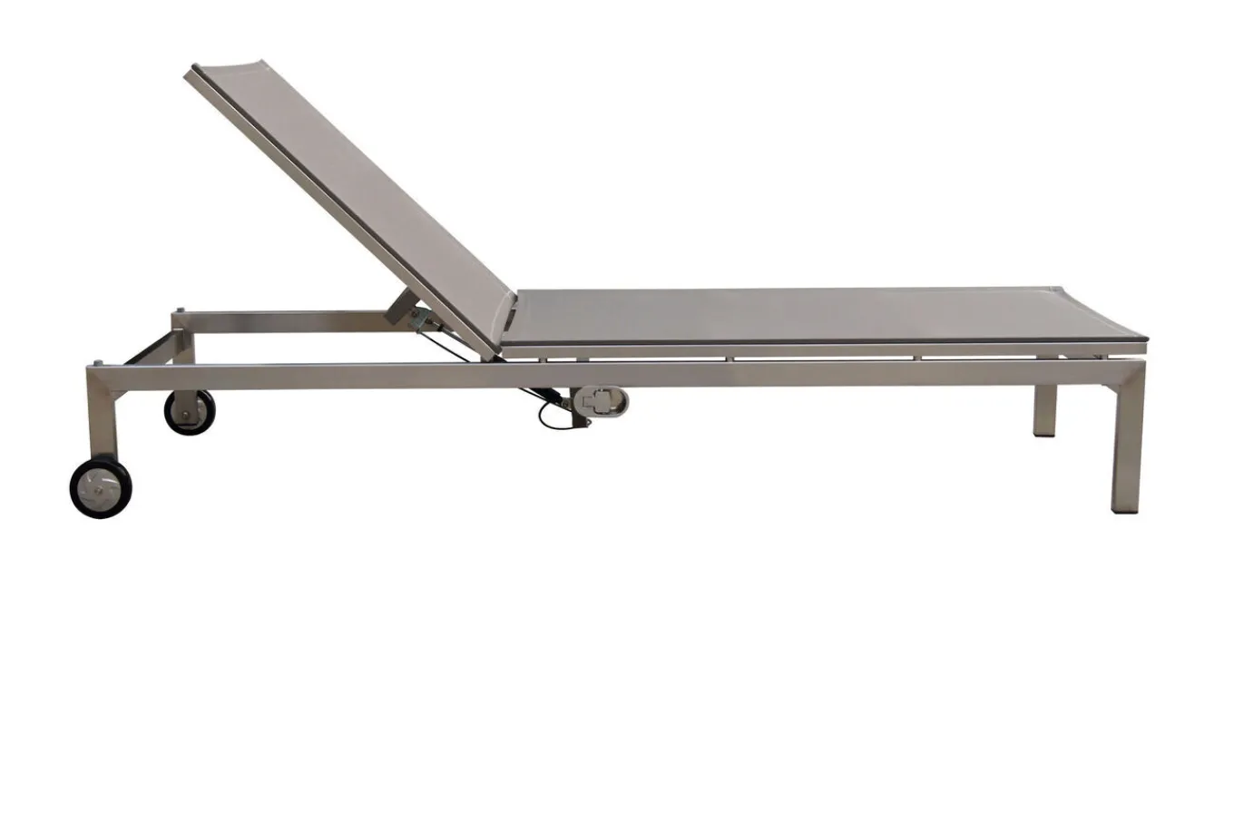 Clearance Rollliege, taupe, Edelstahl/Textilene, verstellbare Rückenlehne, 212x71x36cm Gartenliegen