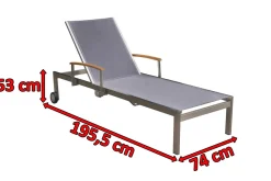 Clearance Rollliege, taupe, Edelstahl/Textilene, mit Gasfeder, 195 x 74 cm Edelstahl-Gartenmöbel|Gartenliegen