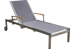 Clearance Rollliege, taupe, Edelstahl/Textilene, mit Gasfeder, 195 x 74 cm Edelstahl-Gartenmöbel|Gartenliegen
