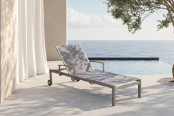 Clearance Rollliege, taupe, Edelstahl/Textilene, mit Gasfeder, 195 x 74 cm Edelstahl-Gartenmöbel|Gartenliegen