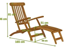 Clearance Seattle Liegestuhl / Deckchair, natur, Teakholz, 165 x 58 x 96 cm, fein geschliffen Gartenstühle & Gartensessel