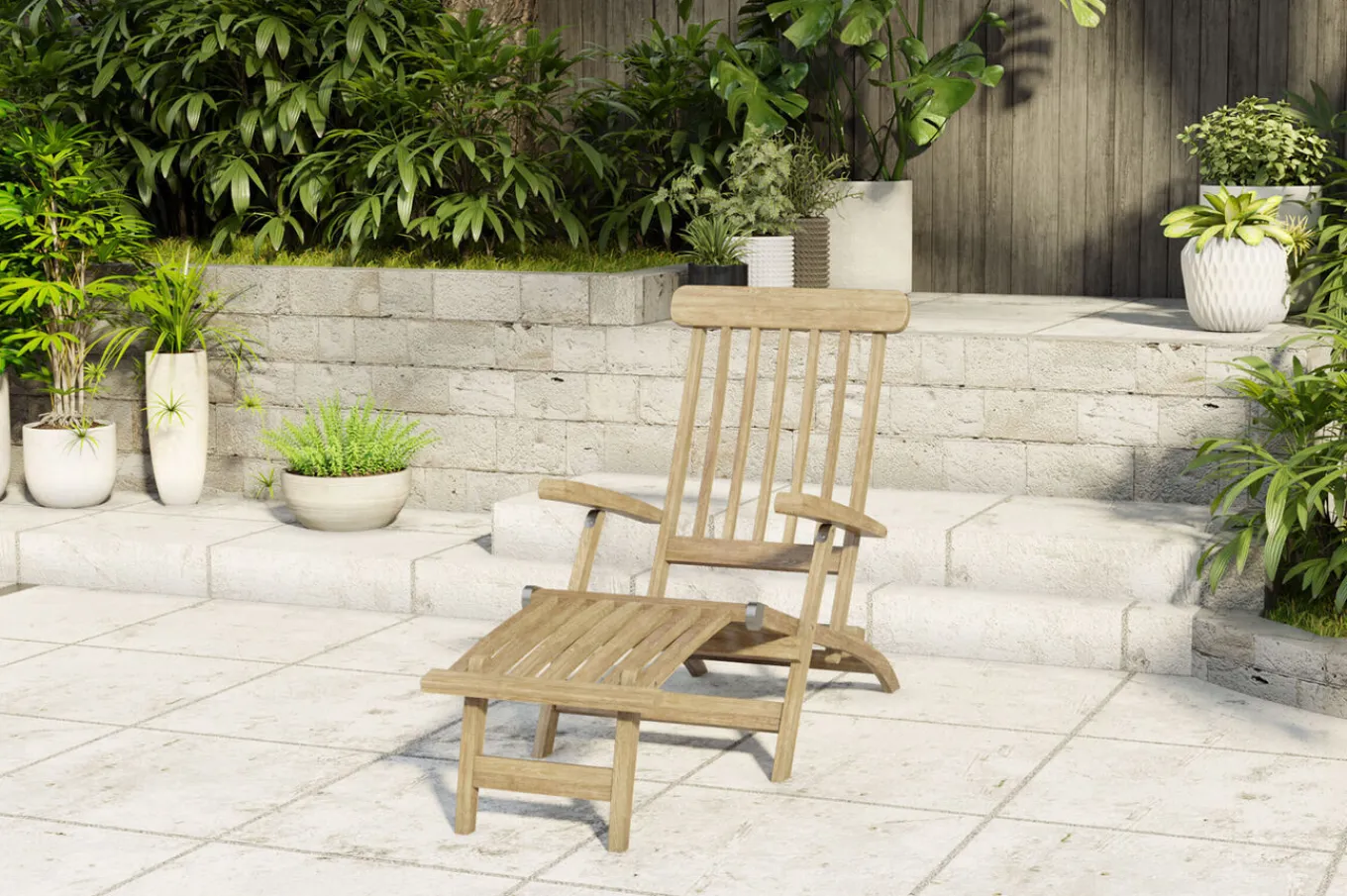 Clearance Seattle Liegestuhl / Deckchair, natur, Teakholz, 165 x 58 x 96 cm, fein geschliffen Gartenstühle & Gartensessel