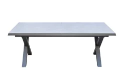 Serro Ausziehtisch, schwarz/grau, Aluminium und Steinimitat, 200/260 x 100 cm, modernes X-Gestell Gartentische