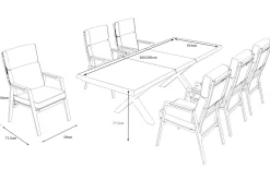 Sale Serro Garten-Essgruppe, schwarz/anthrazit, Alu/Steinimitat/Teak, Tisch 200/260 x 100 cm, ausziehbar, 6 Stapelsessel Garten-Essgruppen