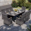 Sale Serro Garten-Essgruppe, schwarz/anthrazit/grau, Alu/Polyrattan/Steinimitat, 200/260 x 100 cm, 8 Diningsessel, FSC®-zertifiziert, ausziehbar Garten-Essgruppen