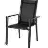 Discount Serro Garten-Essgruppe, anthrazit matt/schwarz/grau, Alu/Steinimitat/Textilene/Polyester, Tisch 200/260 x 100 cm, 6 Stapelsessel inkl. 6 Auflagen Garten-Essgruppen