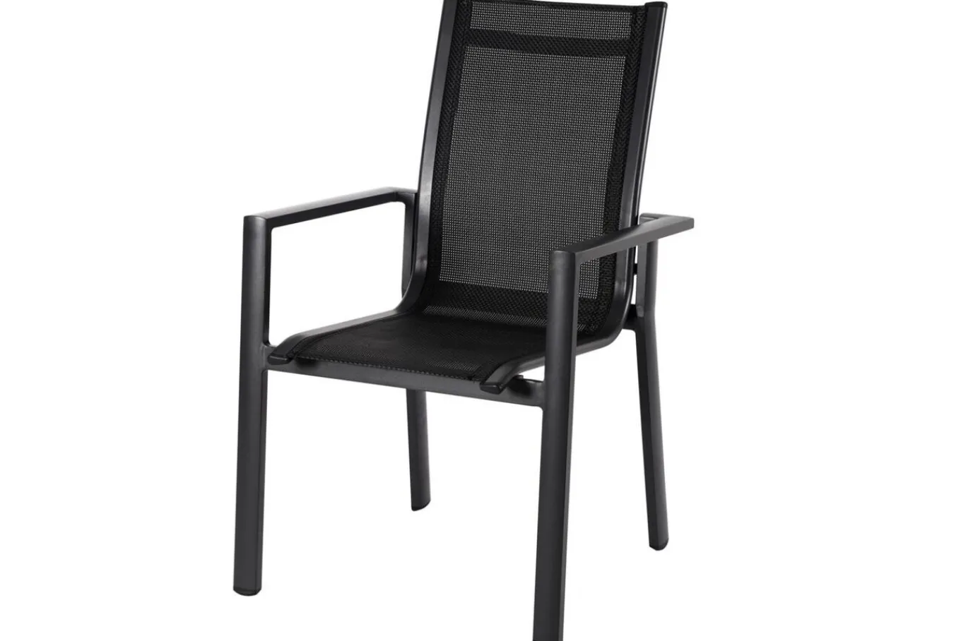 Best Serro Garten-Essgruppe, anthrazit matt/schwarz,nature, Alu/Steinimitat/Textilene/Polyester, Tisch 200/260 x 100 cm, 6 Stapelsessel inkl. 6 Auflagen Garten-Essgruppen
